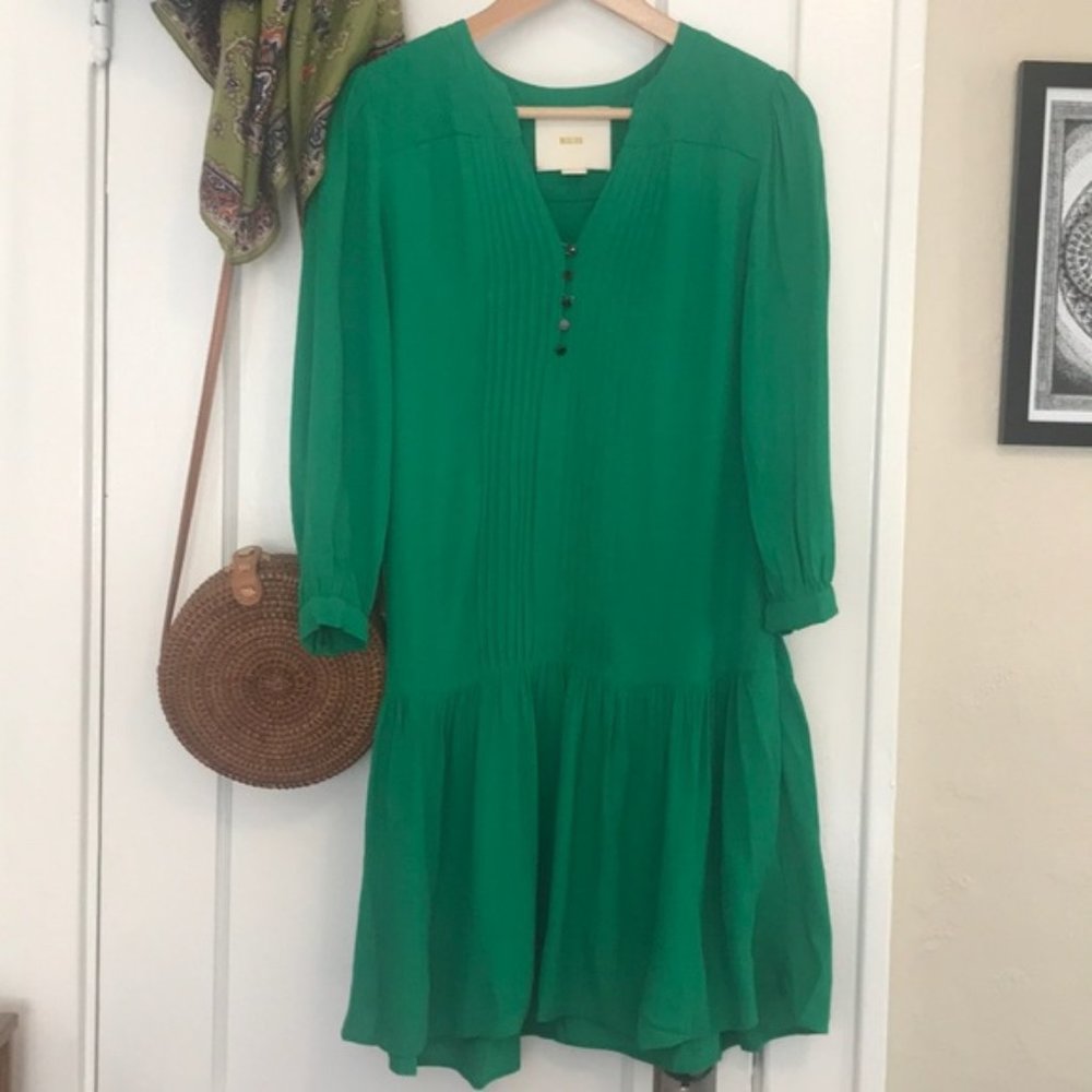 Anthropologie Maeve Galina Green Dress 0 XS
